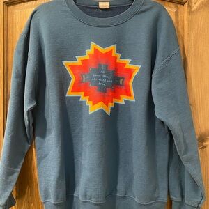 Gildan Blue Crewneck Sweater with Geometric Design